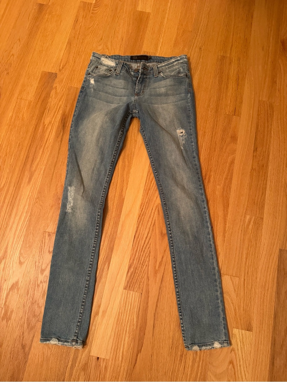 JET by John Eshaya Women’s Distressed Slim Fit Jeans - Light Blue 8